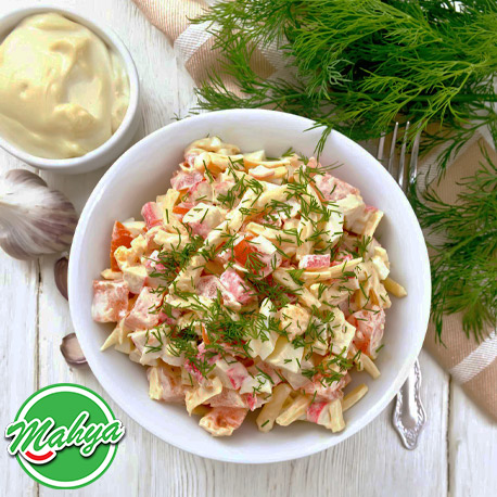 سالاد ماکارونی با کالباس 90% مرغ و قارچ مهیا